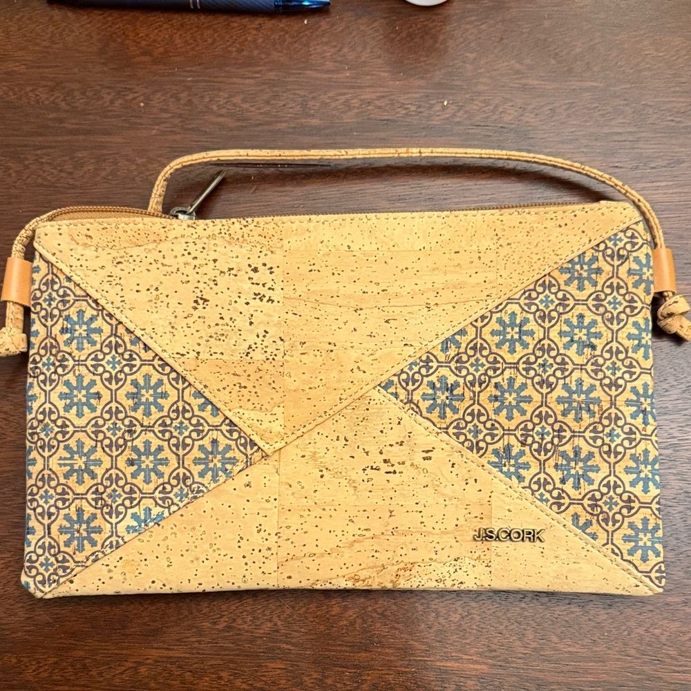 Crossbody Tan and Blue Patterned Women's Bag - New Made in Portugal